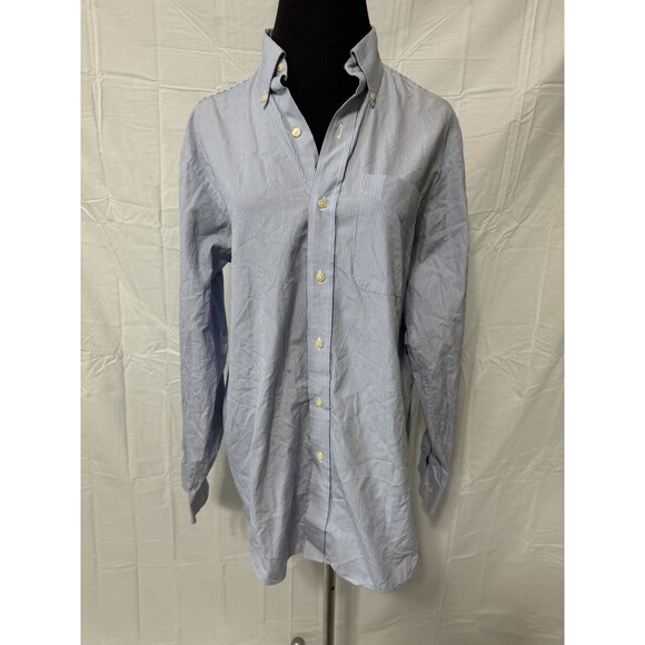 Tommy Hilfiger Men's Button-Up Shirt White And Blue Striped Size Medium - Picture 1 of 3